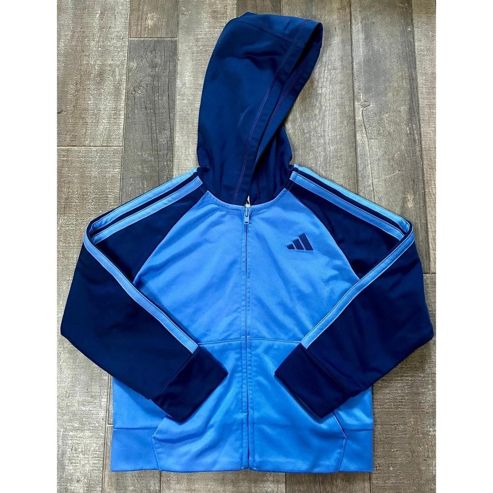 Adidas Toddler Boys 4T Full-Zip Hoodie Colorblock Blue Navy Sporty Jacket